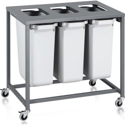 Sorteringsvogn Light, 3 beholdere, 180 L.