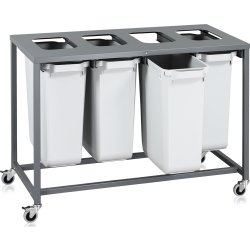 Sorteringsvogn Light, 4 beholdere, 240 L.
