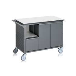 Affaldssorteringsvogn, 6 beholdere, 240 L., grå