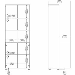 Small Officeline høj bogreol m/2 låger, grå/eg