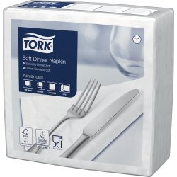 Tork Middagsserviet, 3-lag, Hvid, 100 stk.