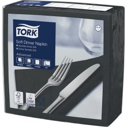 Tork Middagsserviet, 3-lag, Sort, 100 stk.