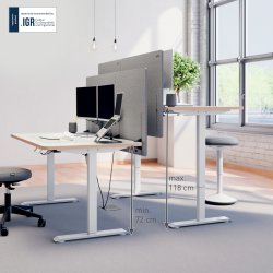 Leitz Ergo sidde-/ståbord 140x80 cm, hvid