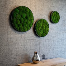 Pudemosbillede, Ø70 cm, m/sort træramme