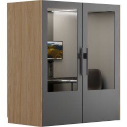 PhoneAlone Dobbeltboks, 2 pers., Grå/lys eg