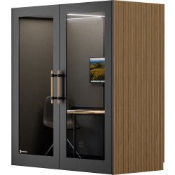 PhoneAlone Dobbeltboks, 2 pers., Sort/ Eg lameller