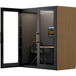 PhoneAlone Dobbeltboks, 2 pers., Sort/ Eg lameller