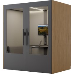 PhoneAlone Mødeboks, 4 pers., Grå/lys eg