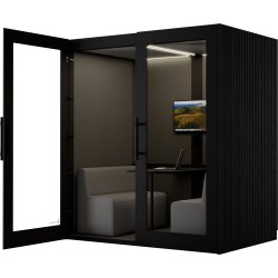 PhoneAlone Mødeboks, 4 pers., Sort/ Sorte lameller