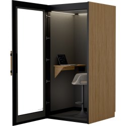 PhoneAlone Telefonboks, Sort/ Eg lameller