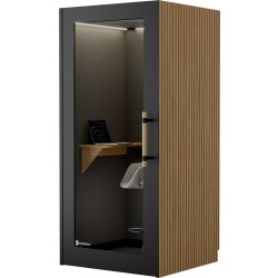 PhoneAlone Telefonboks, Sort/ Eg lameller