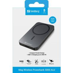 Sandberg Powerbank Trådløs, Magnet - 5000 ALU