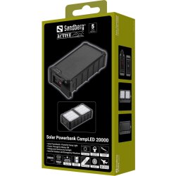 Sandberg Powerbank m. solcelle - CampLED 20000 mAh