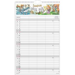 Mayland 2027 Familiekalender m. stickers, 4 kol.