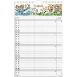 Mayland 2027 Familiekalender m. stickers, 5 kol.