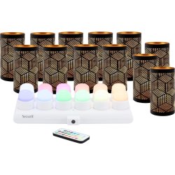 Securit® SANTORINI metalstager m/farve LED, 12 stk
