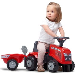 FALK Baby Massey Ferguson traktor m/trailer, rød