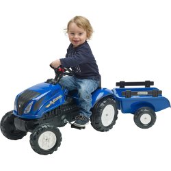FALK New Holland traktor med vogn, blå