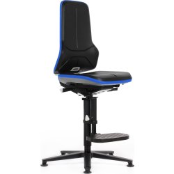 Neon Arbejdsstol, sort/blå, Skintec, fodstøtte