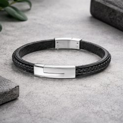 Lotus Style armbånd til mænd, læder, L19cm