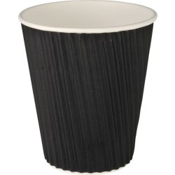 Pappersmugg, räfflad, svart, 36 cl, 25 st.