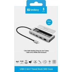 Sandberg USB-C 6-i-1 Travel Dock SSD Case