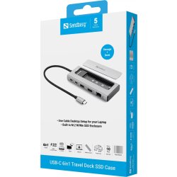 Sandberg USB-C 6-i-1 Travel Dock SSD Case