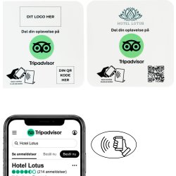 Skilt m/chip selvklæb kvadrat, eget logo, Tripadv.