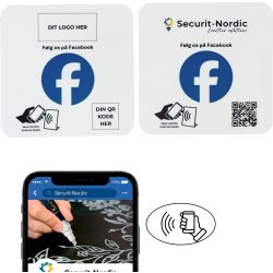 Skilt m/chip selvklæb kvadrat, eget logo, Facebook