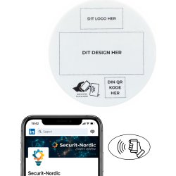 Skilt m/chip selvklæb rund, eget logo og design