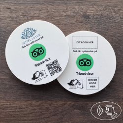 Skilt m/chip selvklæb rund, eget logo, Tripadvisor