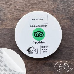 Skilt m/chip selvklæb rund, eget logo, Tripadvisor
