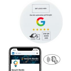 Skilt m/chip selvklæb rund, eget logo, Google