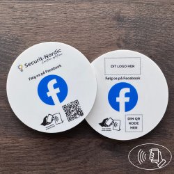 Skilt m/chip selvklæb rund, eget logo, Facebook