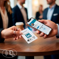 Kort med chip, eget logo, LinkedIn