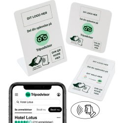 Skiltepakke m/chip, 3 stk, eget logo, Tripadvisor