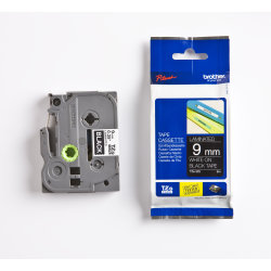 Brother TZe-325 labeltape 9mm, hvid på sort