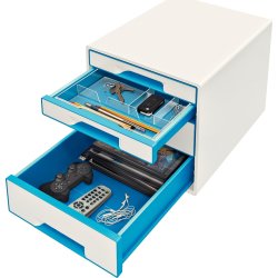 Leitz WOW CUBE skuffekabinet, 4 skuffer, blå