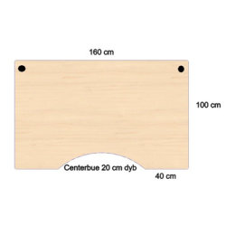 Flexo hæve/sænkebord 160 cm m/centerbue ahorn