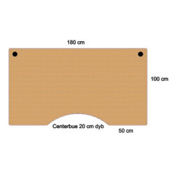 Flexo hæve/sænkebord 180cm m/centerbue bøg