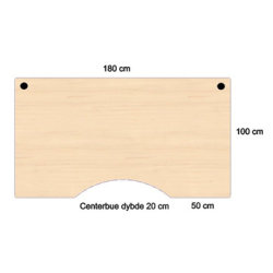 Flexo hæve/sænkebord 180cm m/centerbue ahorn