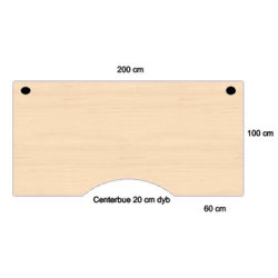 Flexo hæve/sænkebord 200 cm m/centerbue ahorn