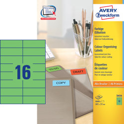 Avery 3454 farvede etiketter, 105 x 37mm, grøn