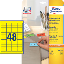 Avery L6041-20 far.etiketter, 45,7 x 21,2mm, gule