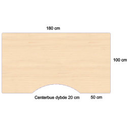 SPEC hæve/sænkebord centerbue 180 cm ahorn