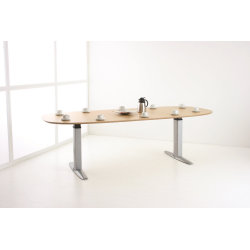 Goliath hæve/sænkebord centerbue 200 cm Ahorn/alu