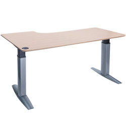 Goliath hæve/sænkebord højre 200 cm ahorn/alu