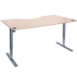 Flex hæve/sænkebord alu/bøg 180 cm, centerbue