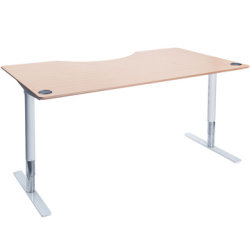 Flex hæve/sænkebord hvid/bøg 180 cm, centerbue