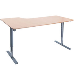 Flex hæve/sænkebord alu/bøg 180 cm, højrevendt